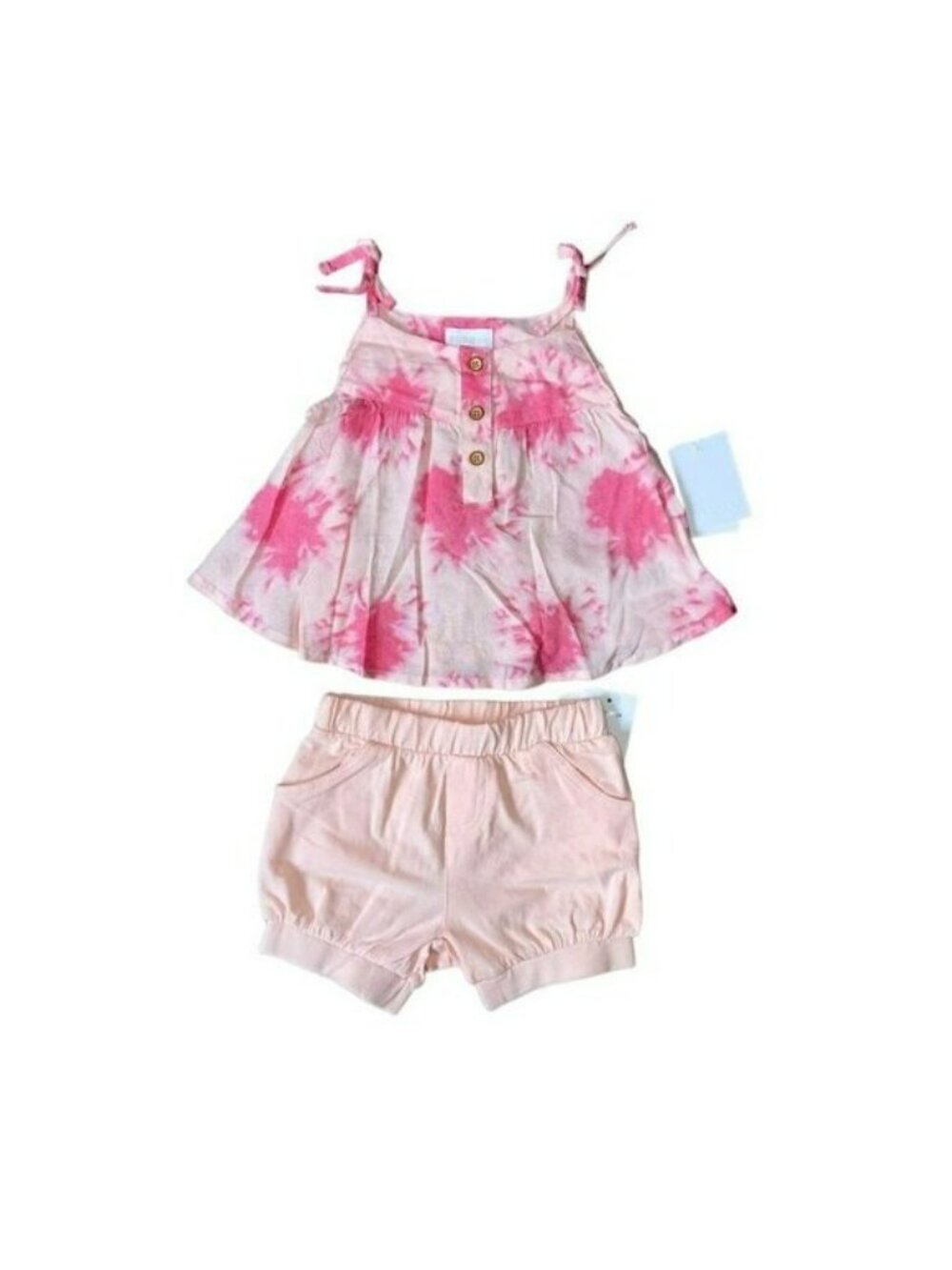 BCBG Girls Pink Tie Dye 2-Piece Shorts Set NEW Size 12 Months